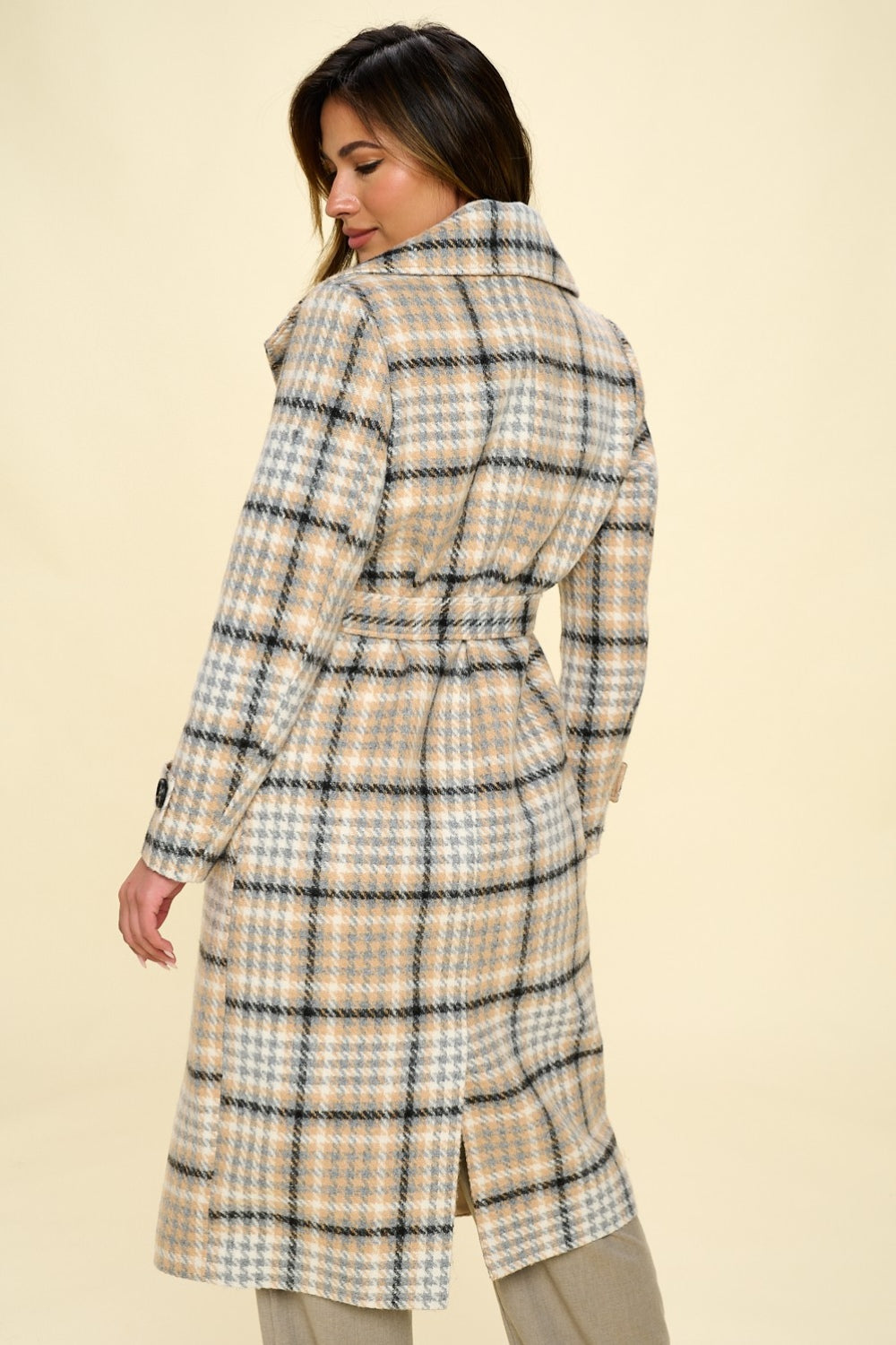 Plaid Perfection Double-Breasted Coat