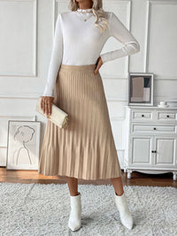 Cozy Chic Pleated Sweater Midi Skirt