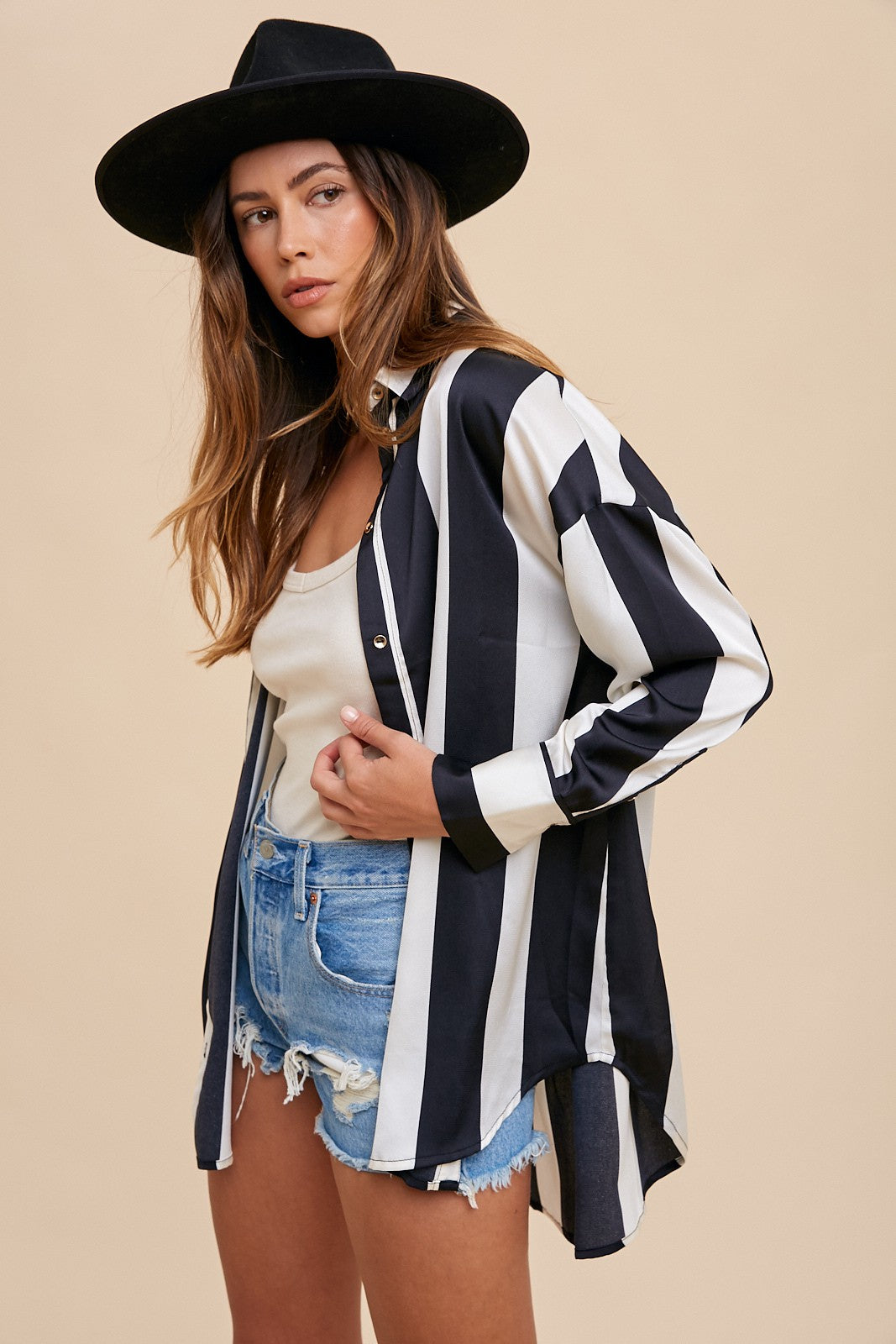 Eclipse Striped Relaxed Button-Up Shirt