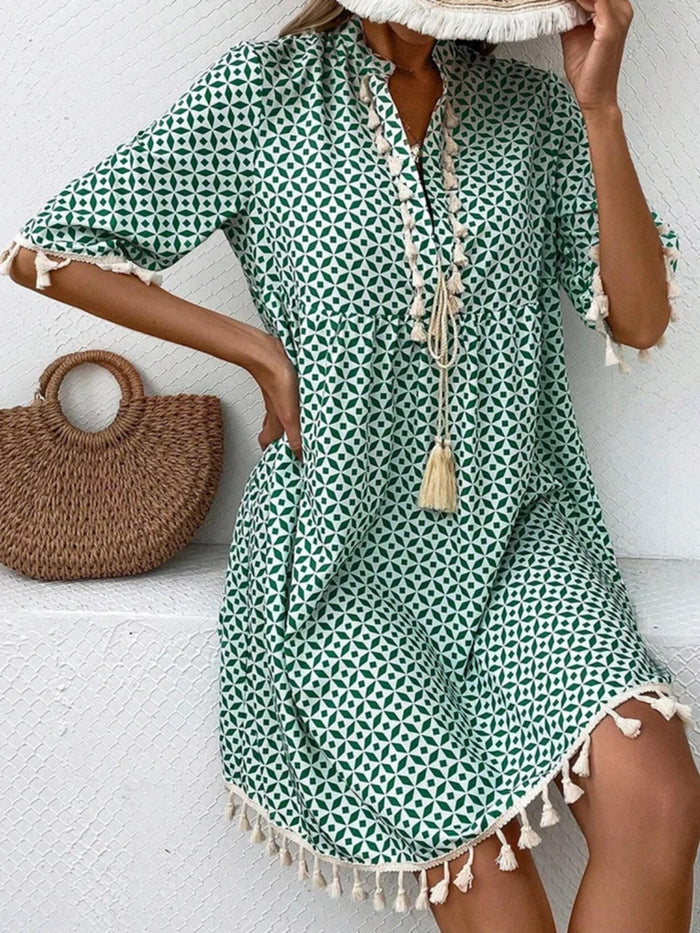 Chic Breeze Tassel Mini Dress