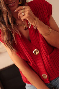 Cozy Charm Buttoned Sweater Vest