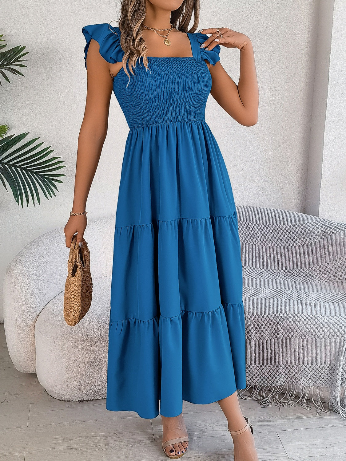 Azure Elegance Midi Dress