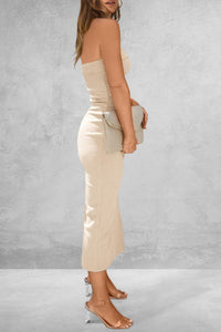 Elegant Slit Tube Midi Dress