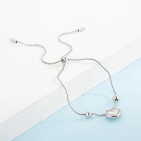 Elegant Heart Pendant Steel Bracelet