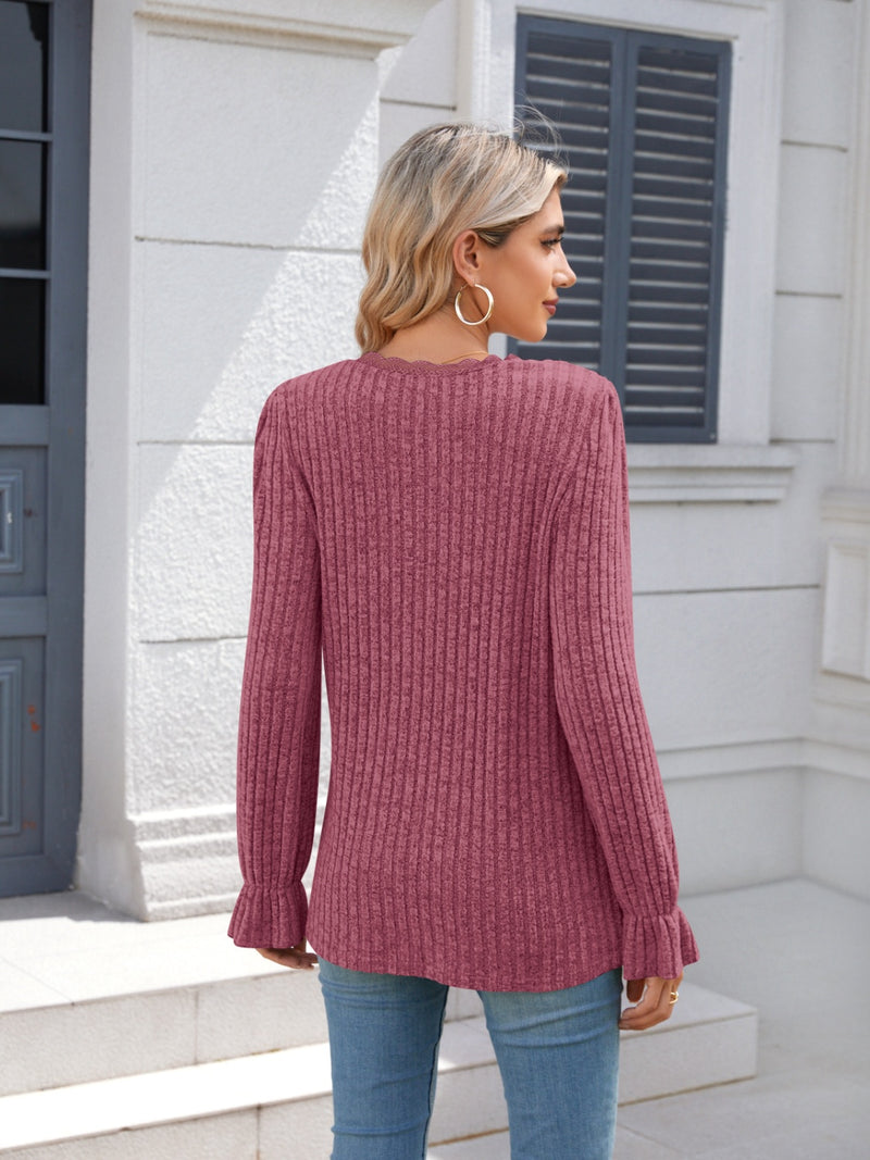 Chic Lace-Trimmed Cozy Sweater