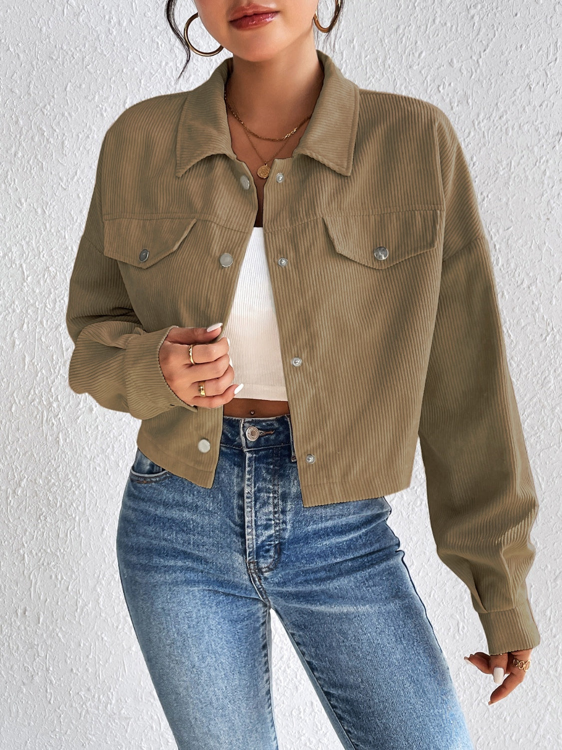 Classic Corduroy Button-Up Jacket