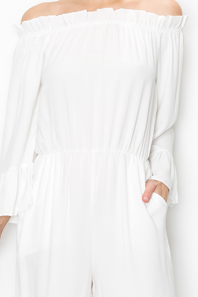 Ivory Grace Off-Shoulder Jumpsuit