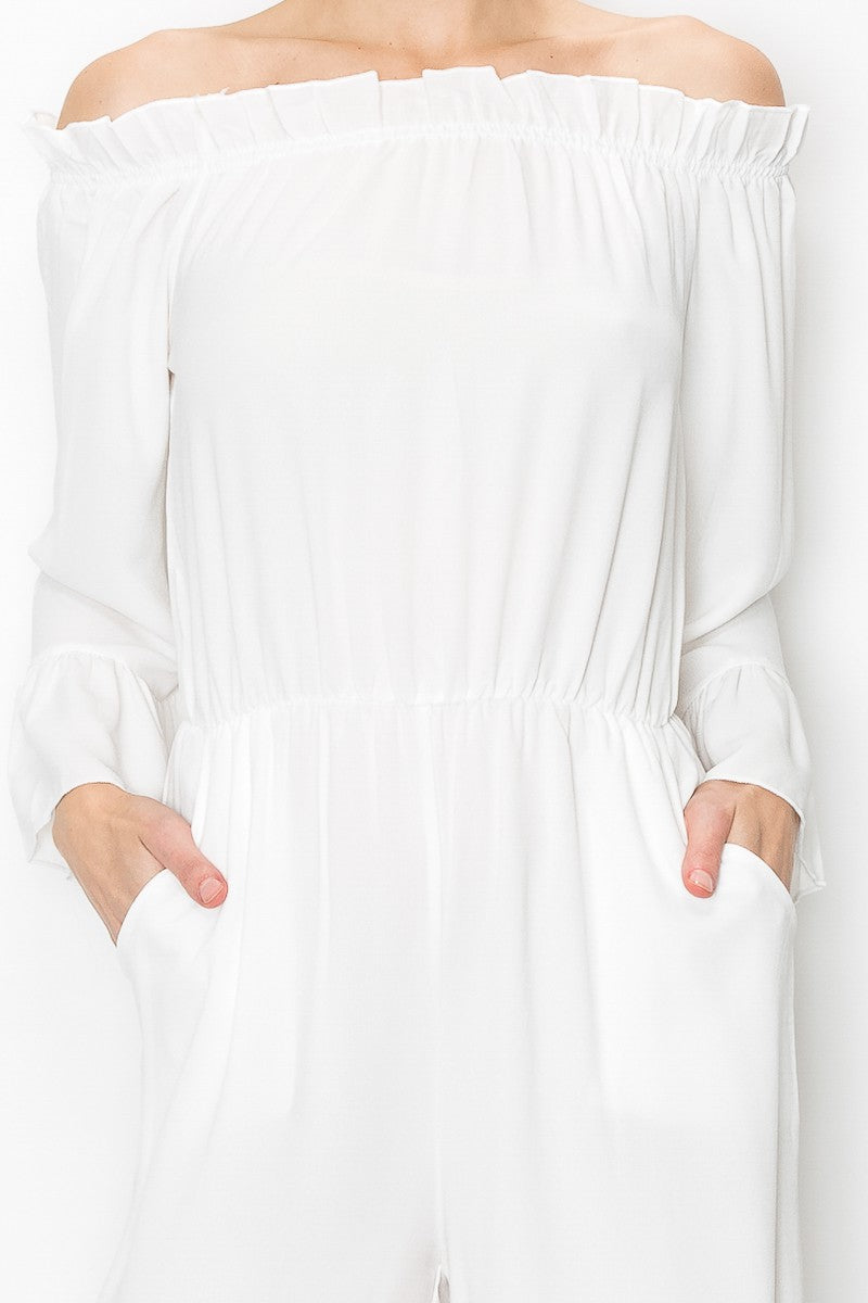 Ivory Grace Off-Shoulder Jumpsuit