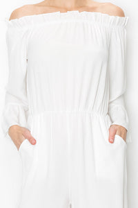 Ivory Grace Off-Shoulder Jumpsuit