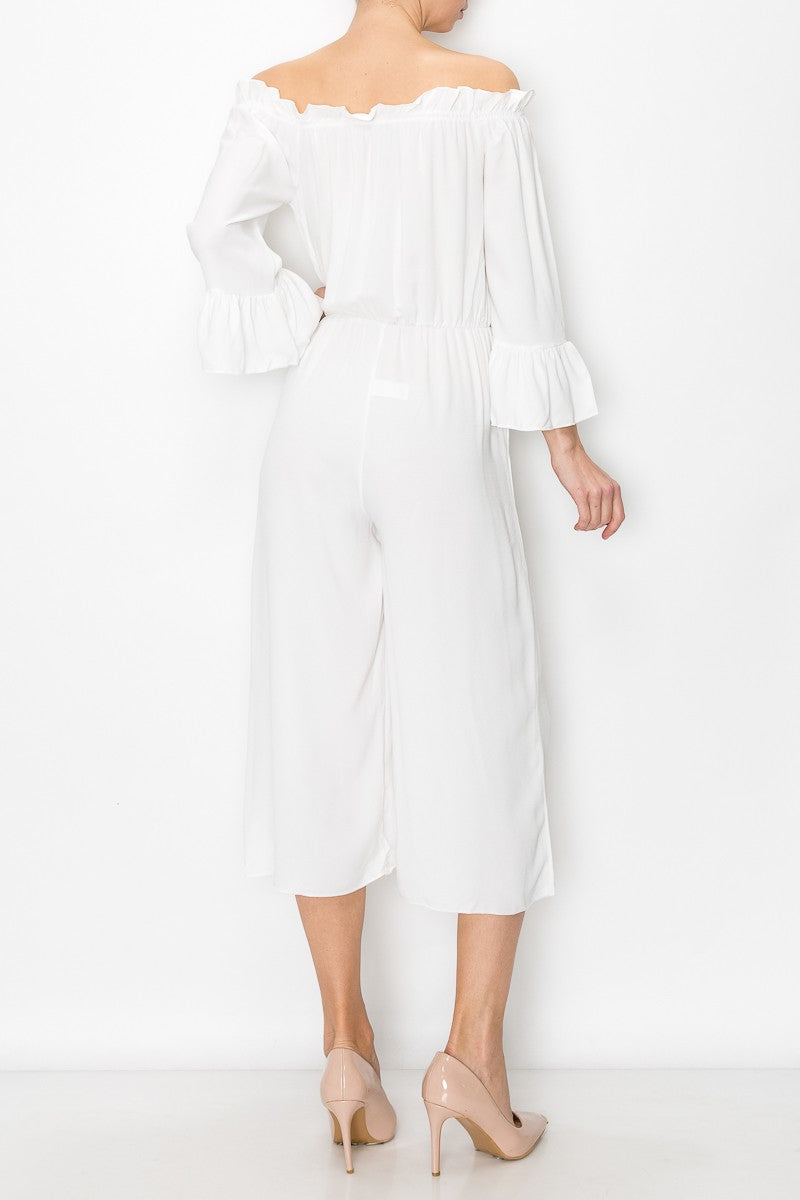 Ivory Grace Off-Shoulder Jumpsuit