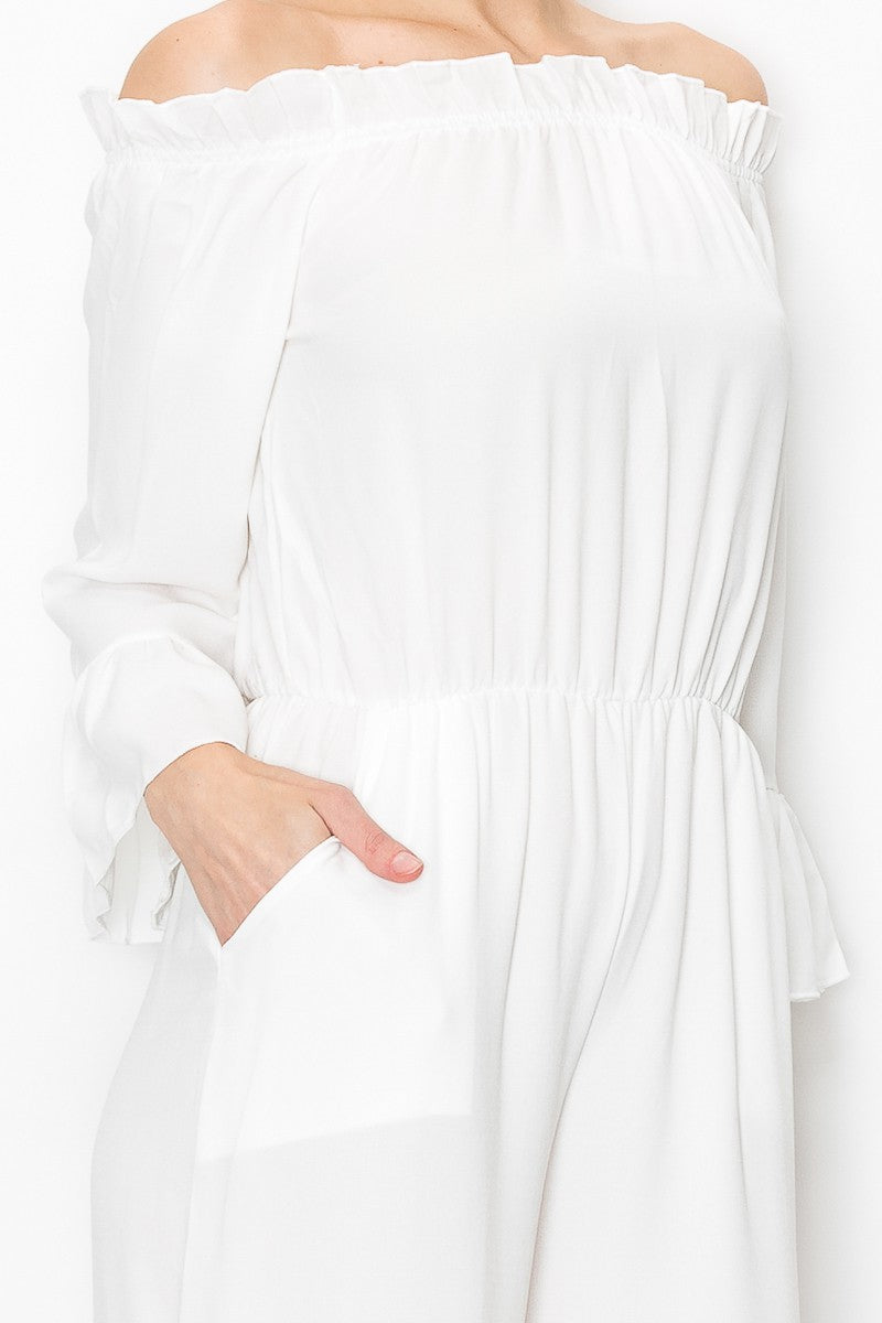 Ivory Grace Off-Shoulder Jumpsuit