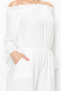 Ivory Grace Off-Shoulder Jumpsuit