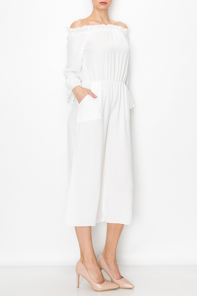 Ivory Grace Off-Shoulder Jumpsuit