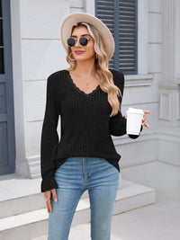 Chic Lace-Trimmed Cozy Sweater