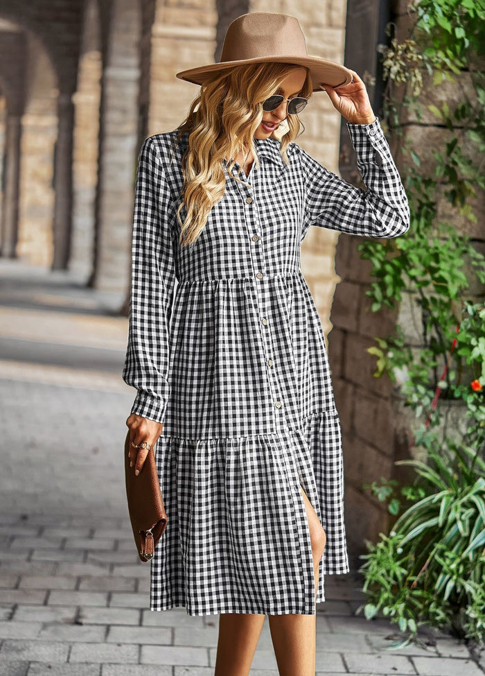 Checkmate Tiered Shirt Dress