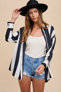 Eclipse Striped Relaxed Button-Up Shirt