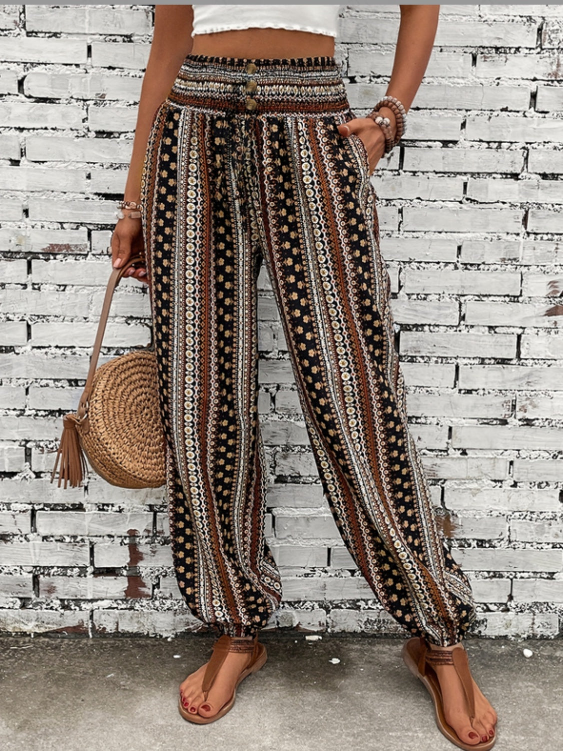 Global Wanderer Printed Palazzo Pants