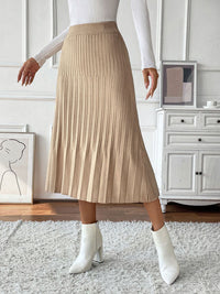 Cozy Chic Pleated Sweater Midi Skirt