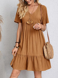 Sunset Blush V-Neck Dress