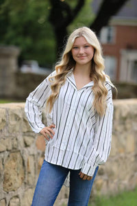 City Lines Striped Button-Down Shirt