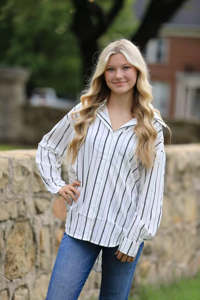 City Lines Striped Button-Down Shirt