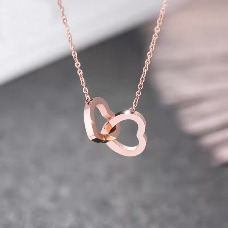 Twin Hearts Embrace Necklace