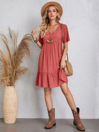 Sunset Blush V-Neck Dress