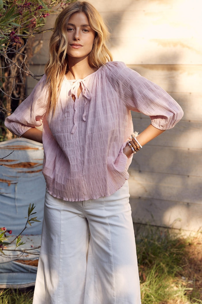 Elegant Blush Tie Neck Blouse