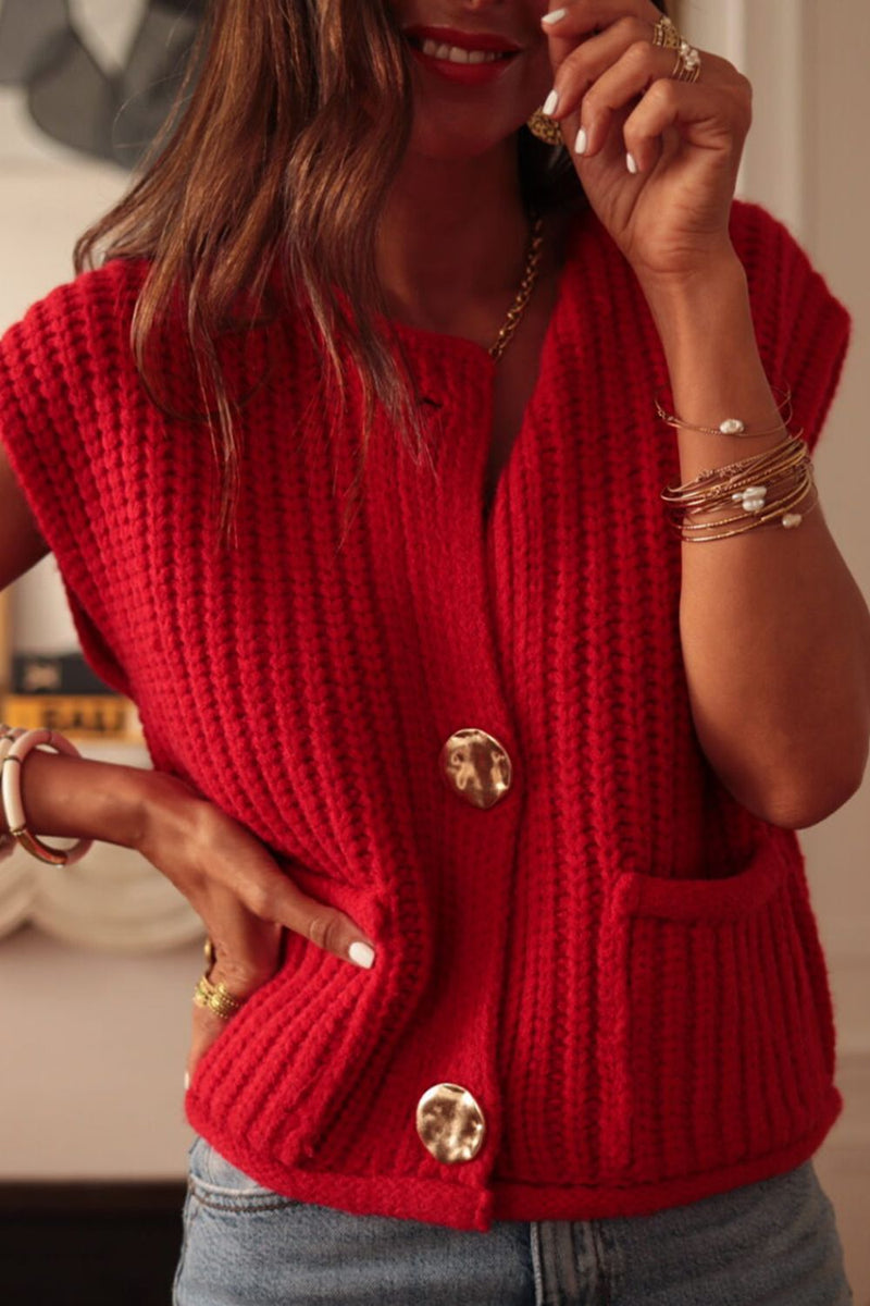 Cozy Charm Buttoned Sweater Vest