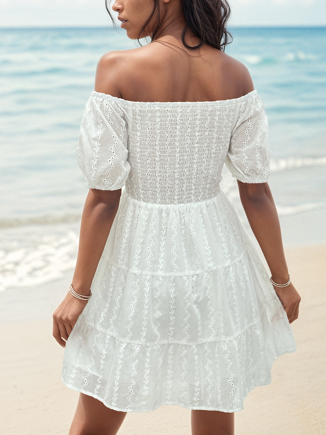 Seaside Elegance Eyelet Dress