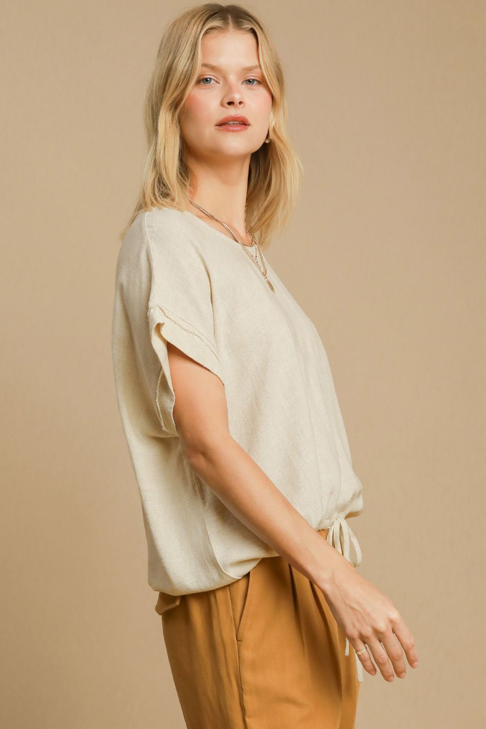 Linen Luxe Drawstring Hem Tee