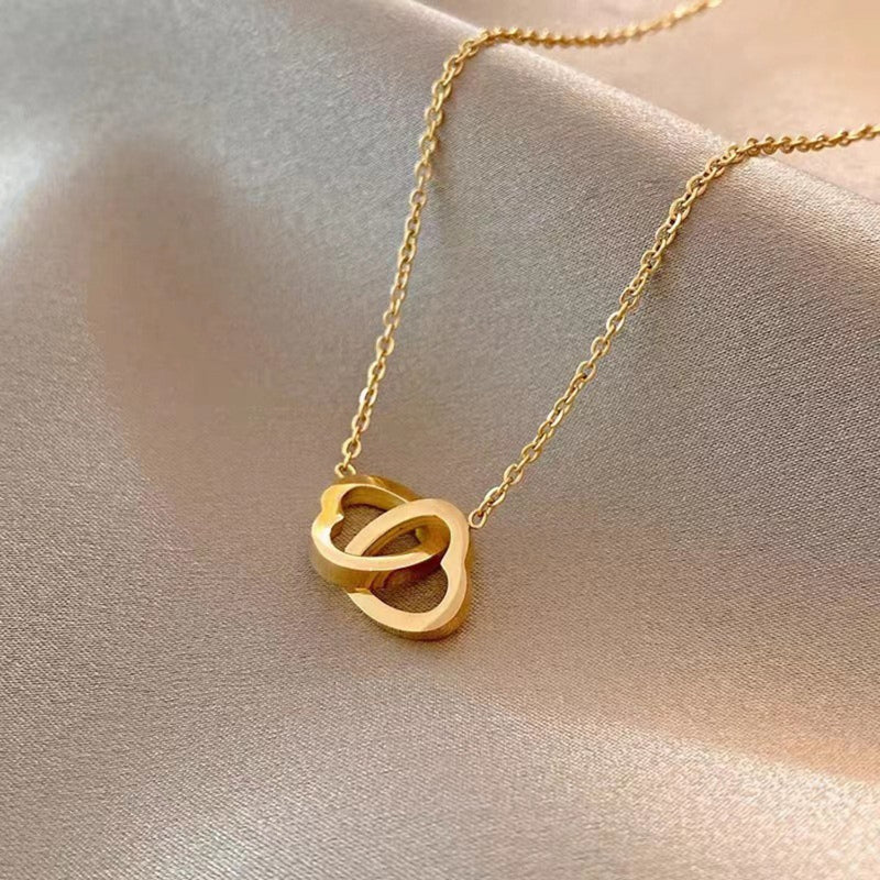 Twin Hearts Embrace Necklace