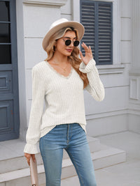 Chic Lace-Trimmed Cozy Sweater