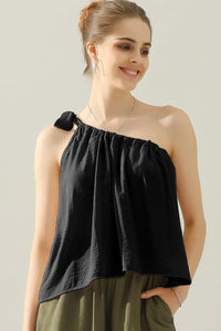 Sophistique One-Shoulder Satin Top