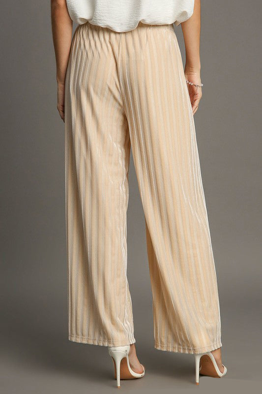 Velvet Stride Striped Wide-Leg Trousers