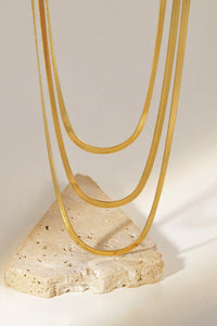 Golden Serenity Triple-Layer Snake Chain Necklace