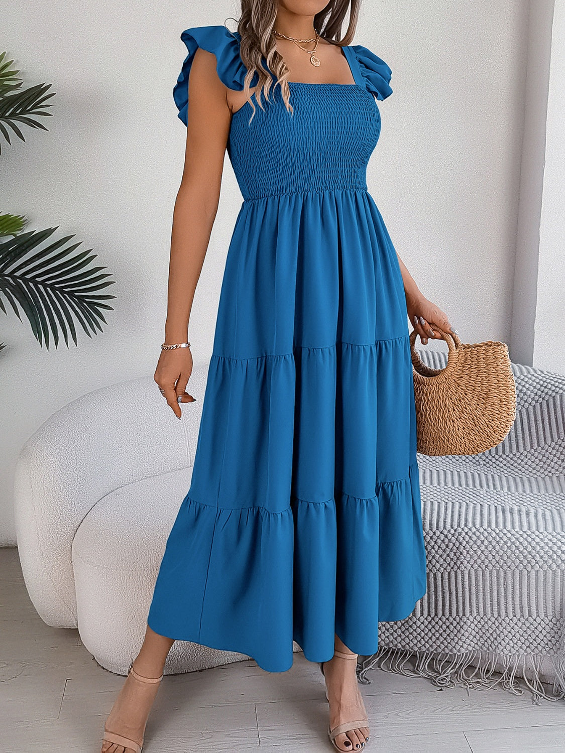 Azure Elegance Midi Dress