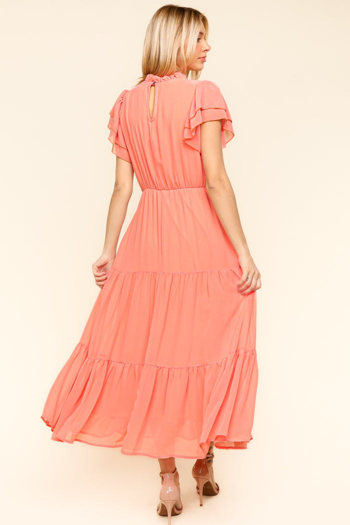 Ethereal Elegance Tiered Mock Neck Dress