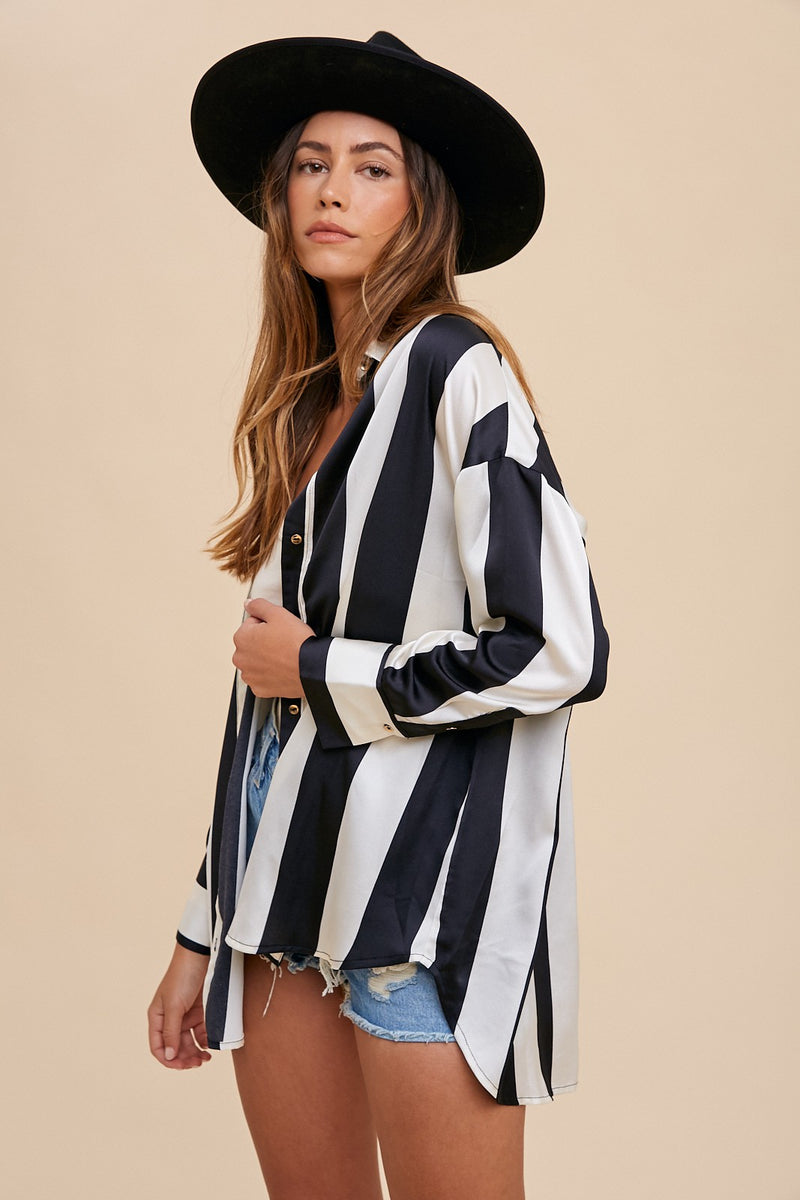 Eclipse Striped Relaxed Button-Up Shirt