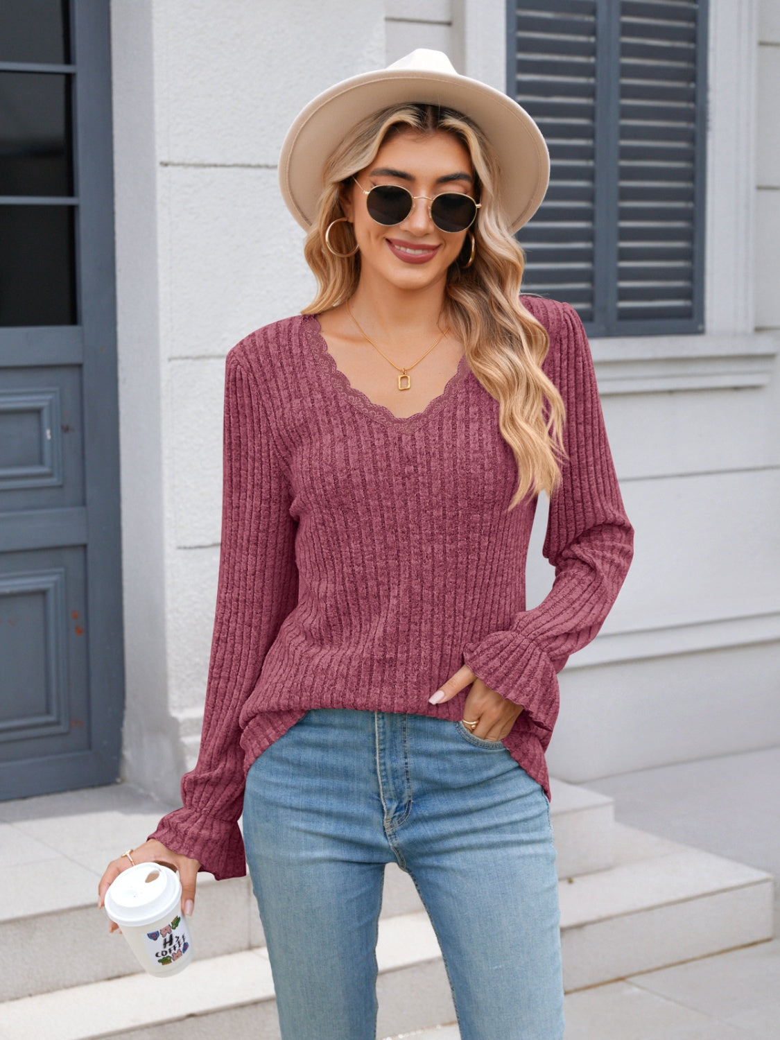 Chic Lace-Trimmed Cozy Sweater