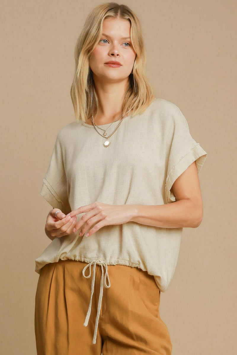 Linen Luxe Drawstring Hem Tee