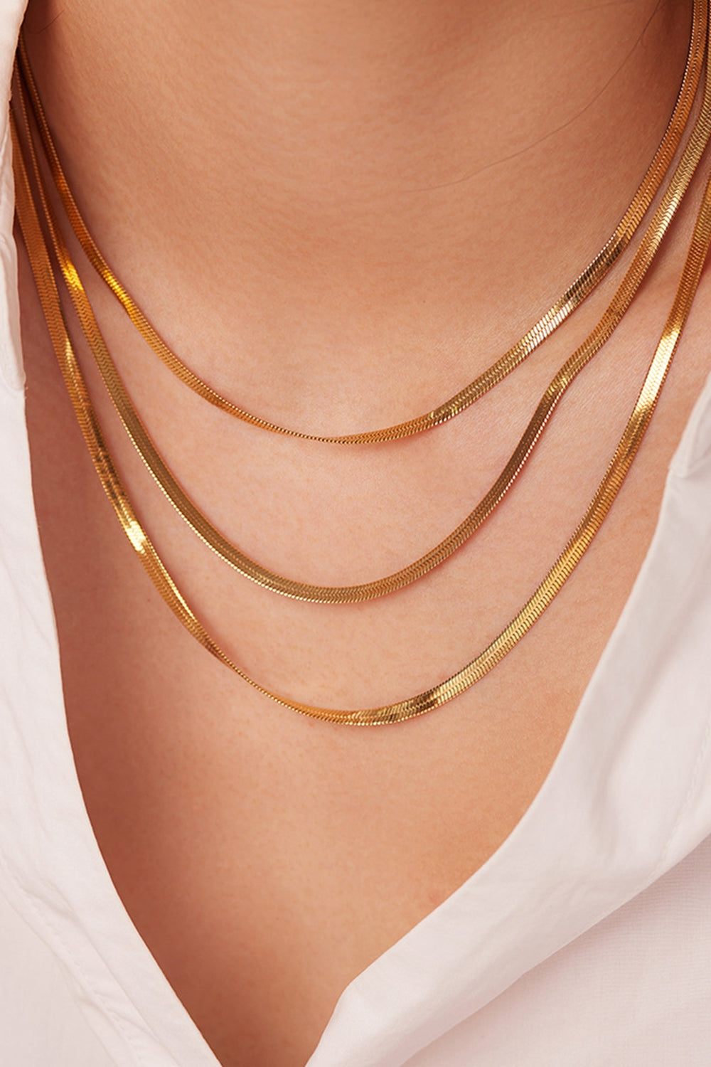 Golden Serenity Triple-Layer Snake Chain Necklace