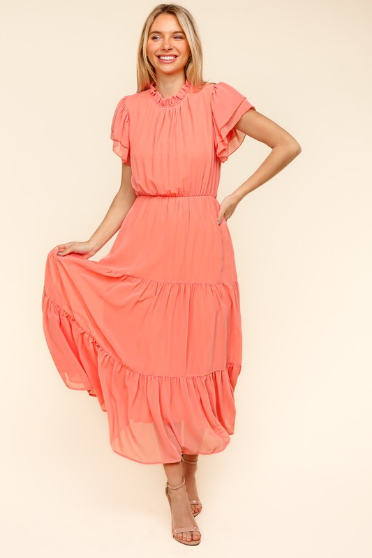 Ethereal Elegance Tiered Mock Neck Dress