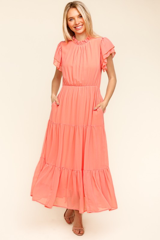 Ethereal Elegance Tiered Mock Neck Dress