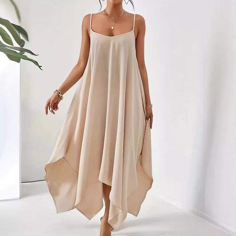 Flowing Cami Midi Dress with Scoop Neck