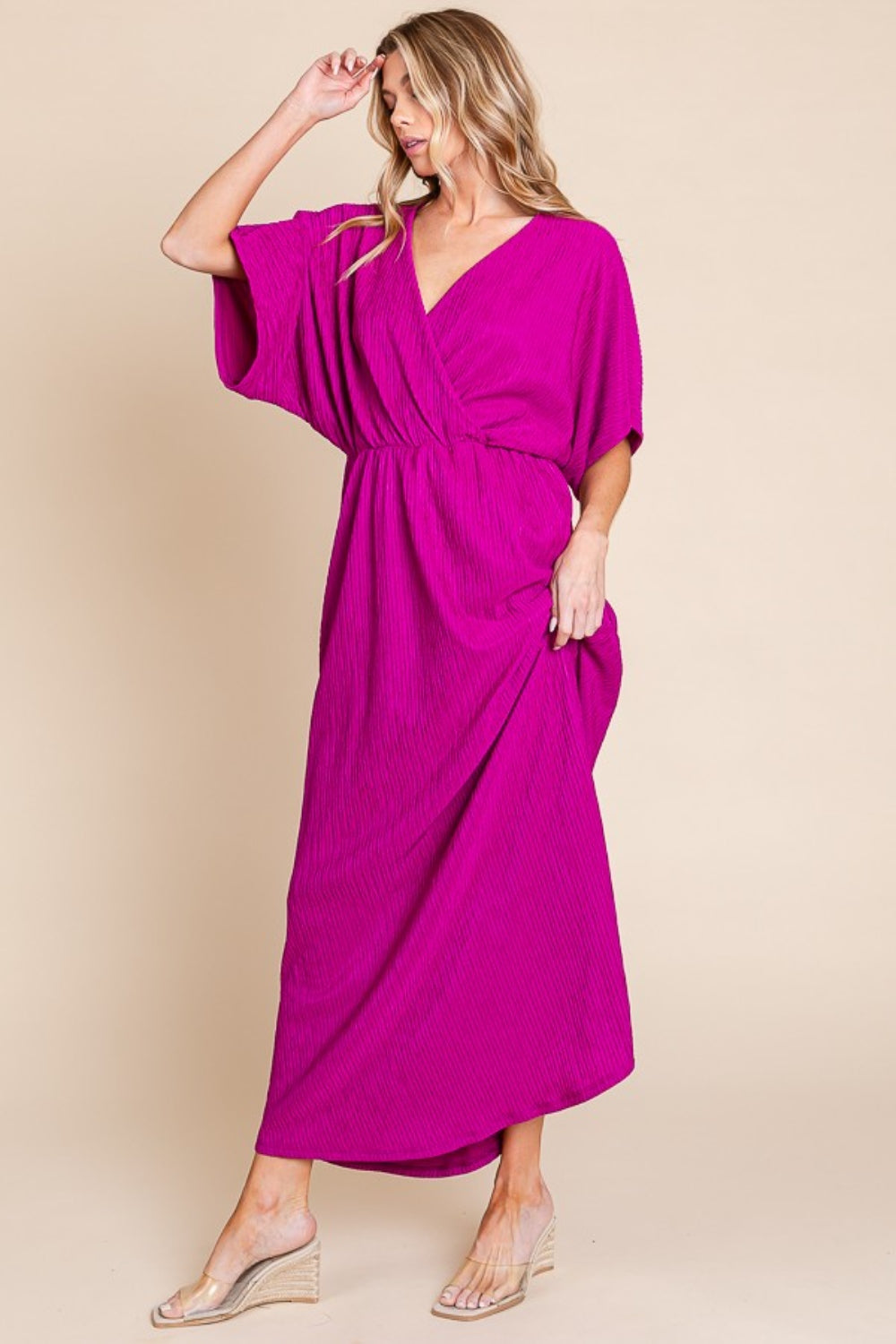 Vivid Charm Surplice Maxi Dress