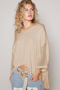 Urban Edge V-Neck Frayed Knit Top