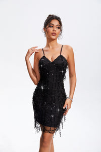 Midnight Sparkle V-Neck Cami Dress