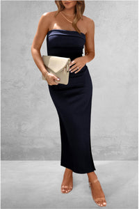 Elegant Slit Tube Midi Dress