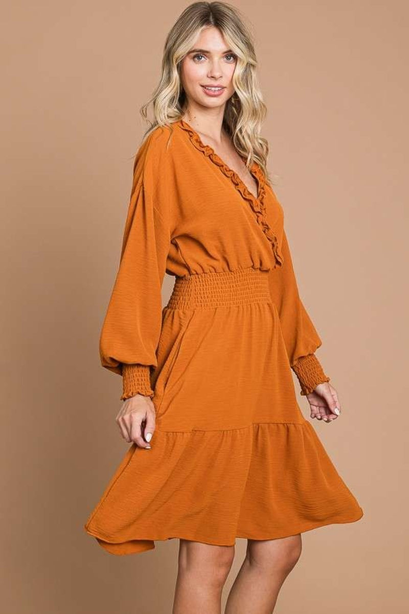 Sunset Embrace Frill Smocked Mini Dress